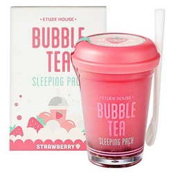 Фото Etude House Bubble Tea Sleeping Pack Strawberry - Маска ночная для лица с экстрактом клубники, 100 г