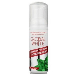 Фото Global White - Пенка отбеливающая для полости рта Свежая мята, 50 мл