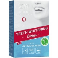 Global White - Отбеливающие полоски для зубов с активным кислородом 7 дней, 7 пар отбеливающие полоски для зубов global white teeth whitening strips 7 пар курс 7 дней