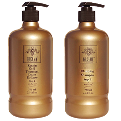 Фото Greymy Clarifying Shampoo + Greymy Keratin Gold Treatment Cream De Lux - Набор Восстанавливающий кератиновый, 2*750 мл