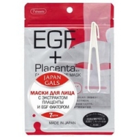 Japan Gals Facial Essential - Маски для лица с плацентой, 7 шт. japan gals pure 5 essential маски для лица с плацентой 7 шт