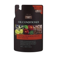 Kumano cosmetics Oil Conditioner Olive & Tsubaki & Argan Non Silicone - Кондиционер ддя сухих волос с 3 маслами: оливковое, камелии и масло арганы, сменный блок, 400 мл
