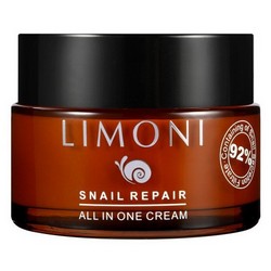 Фото Limoni Skin Care Snail Repair All in One Cream - Крем для лица восстанавливающий с экстрактом секреции улитки, 50 мл
