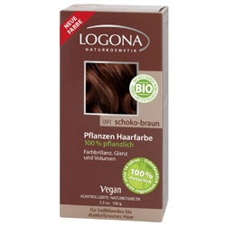 Фото Logona Powder Chocolate Brown - Краска растительная для волос, тон 091 Шоколадно-коричневый, 100 г