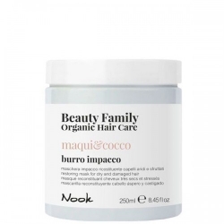Фото Nook Beauty Family Organic Hair Care Burro Impacco Souffle Maqui & Cocco - Восстанавливающая маска для сухих и поврежденных волос, 250 мл