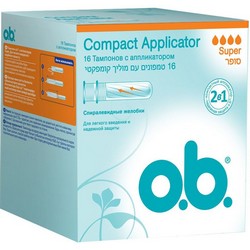 Фото o.b. Compact Applicator Super - Тампоны женские гигиенические с аппликатором, 16 шт