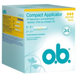 Фото o.b.Compact Applicator Normal - Тампоны женские гигиенические с аппликатором, 16 шт