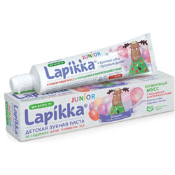 Фото R.O.C.S. Lapikka Junior - Зубная паста Клубничный мусс с кальцием и микроэлементами,74 гр