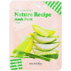 Фото Secret Key Nature Recipe Mask Pack Aloe - Маска тканевая для лица с экстрактом алое, 20 г