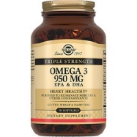 Solgar Omega 3 950 mg - Тройная Омега-3 ЭПК и ДГК в капсулах, 50 шт solgar двойная омега 3 полезные жировые кислоты 700 мг 30 капсул