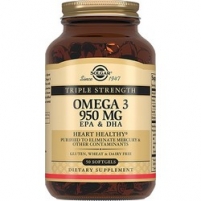 Фото Solgar Omega 3 950 mg - Тройная Омега-3 ЭПК и ДГК в капсулах, 50 шт