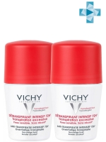 Vichy Deodorant - Дезодорант-шарик Анти-стресс 72 часа против пота, 2х50 мл vichy дезодорант шарик антистресс от избыточного потоотделения 72 часа deodorant 50 мл