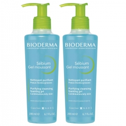 Фото Bioderma - Гель-мусс очищающий, помпа, 2х200 мл
