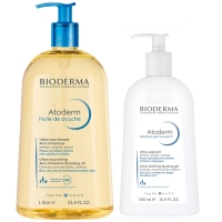 Bioderma - Гель-мусс Интенсив, 500 мл + Масло для душа, 1 л масло для душа bioderma atoderm shower oil увлажняющее 1 л