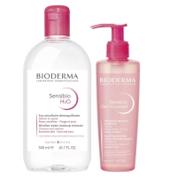 Bioderma - Мицеллярная вода, 500 мл + Очищающий гель-мусс, 200 мл мусс гель белита для укладки волос с керамидами сильной фиксации 200 мл 6 шт