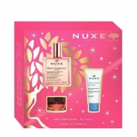 Nuxe - Набор: Цветочное сухое масло Florale, 50 мл + Увлажняющий крем 48 часов, 30 мл + Ультрапитательный восстанавливающий бальзам для губ с медом, 15 г